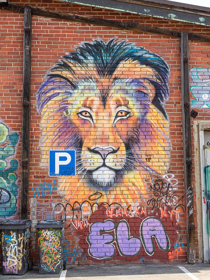 Leijona-graffiti, Hiedanranta, Tampere