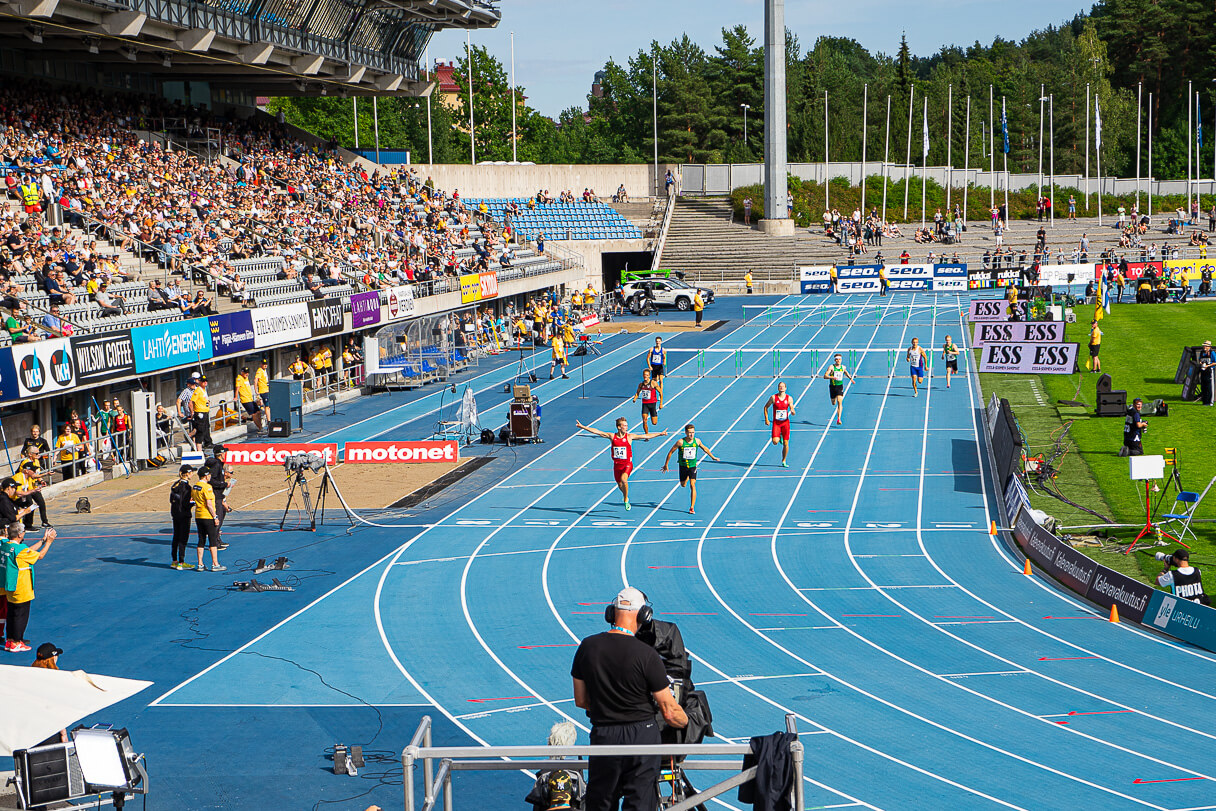 Jere Haapalainen ja Tuomas Lehtonen, miesten 400 m aidat, Kalevan kisat 2023, Lahti.